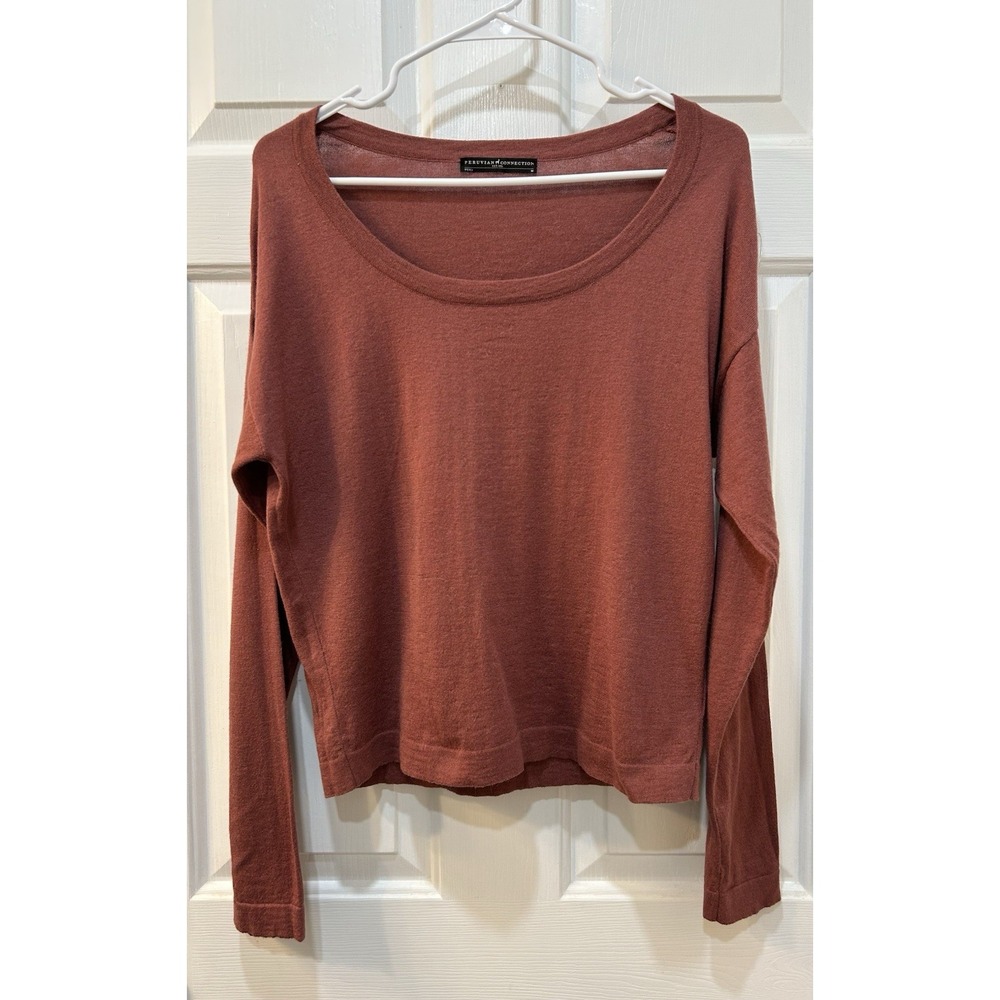 Peruvian Connection Mauve Baby Alpaca Pima Cotton Blend Lightweight Sweater M
